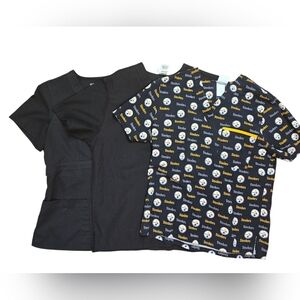 Bundle of 3 NFL Pitts Steelers Scrub Tops